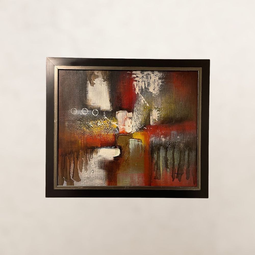 Abstract Textured Handmade Oil Painting Signed REED 24.5x28.5 in.